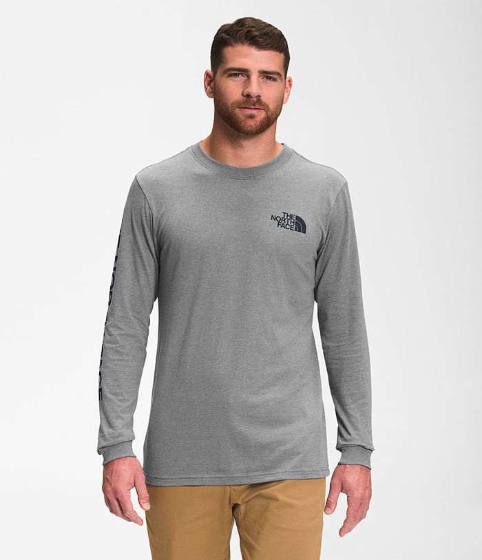 The North Face T-Shirts Long Sleeve TNF™ Sleeve Hit Grey - Mens - Thailand DFIAT-1972